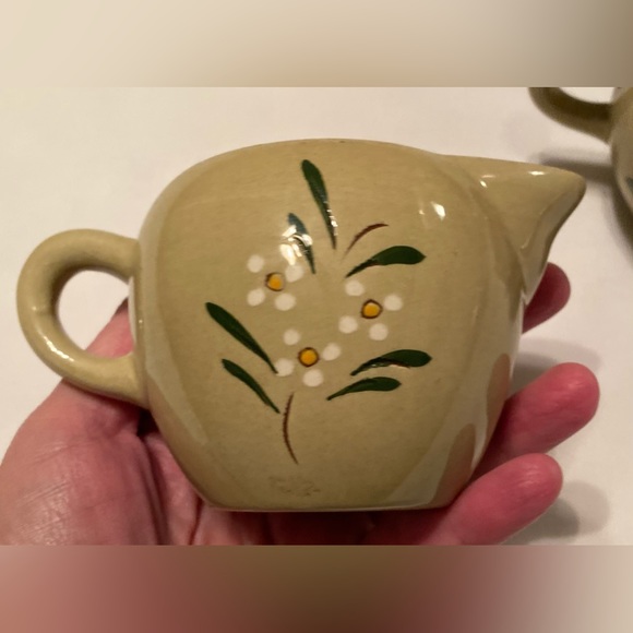 Stangl Pottery 'Magnolia' Lidded Sugar Bowl & Creamer Set Mid Century Modern - Picture 3 of 10